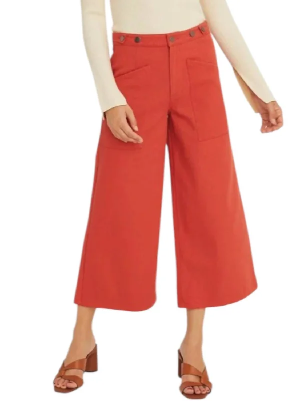 Wide Leg Pants In Brick Hip Women's Retro