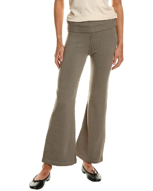 Vintage Havana Slim Fit Knit Fold-Over Flare Pant Sleek Women's Metallic