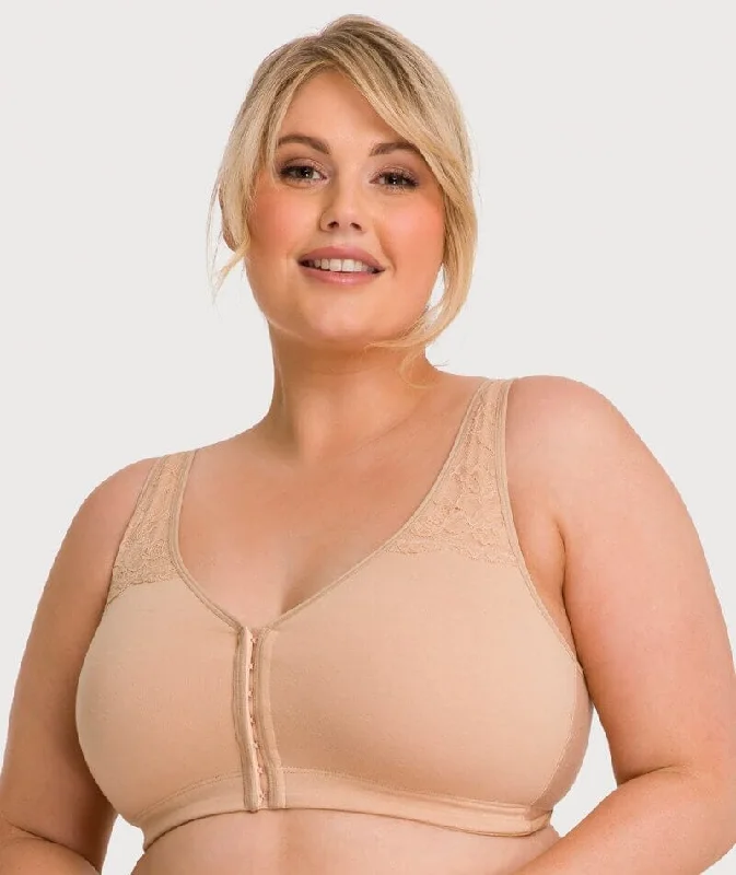 Ava & Audrey Hannah Cotton Wire-Free Front Opening Bra - Frappe Edgy Women's Punk
