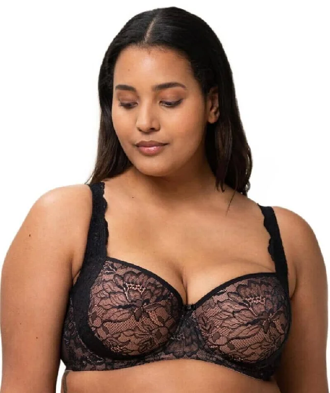 Triumph Amourette Charm Half-Cup Underwired Padded Bra - Black Trendy Women's Oversized
