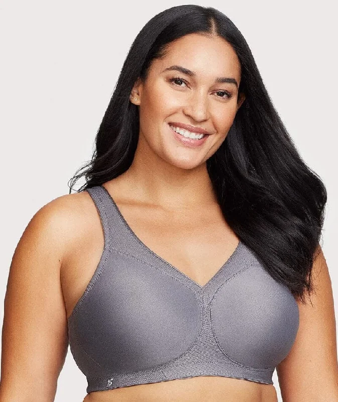 Glamorise Magiclift Seamless Wire-Free Sports Bra - Charcoal Gray Geometric