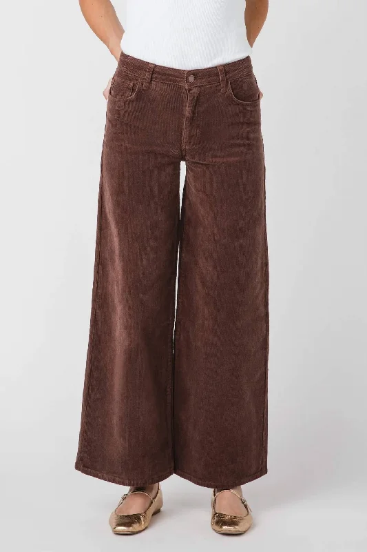 Wide Leg Corduroy Pants In Brown Gym