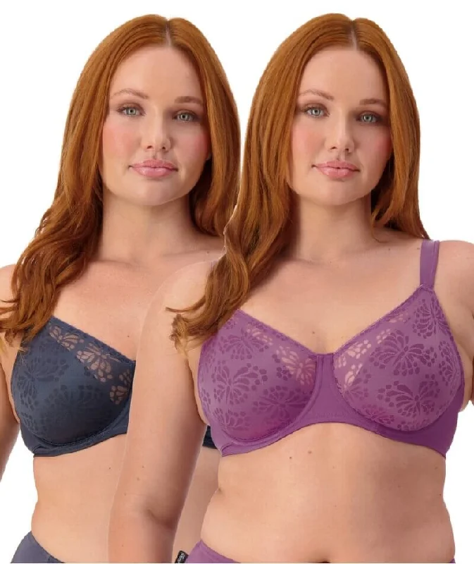 Triumph Lacy Minimizer 2 Pack Bra - Nuit/Amethyst Streetwear Style for 