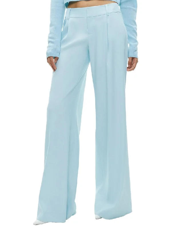 alice + olivia Eric Low Rise Linen-Blend Pant Cozy Women's Sherpa - lined