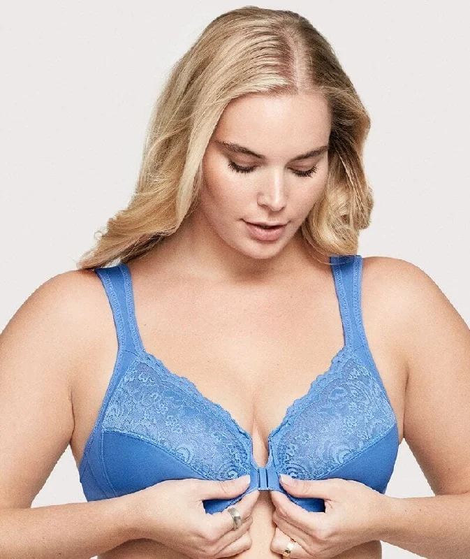Glamorise WonderWire Front-Closure Bra - Blue Hip Women's Retro