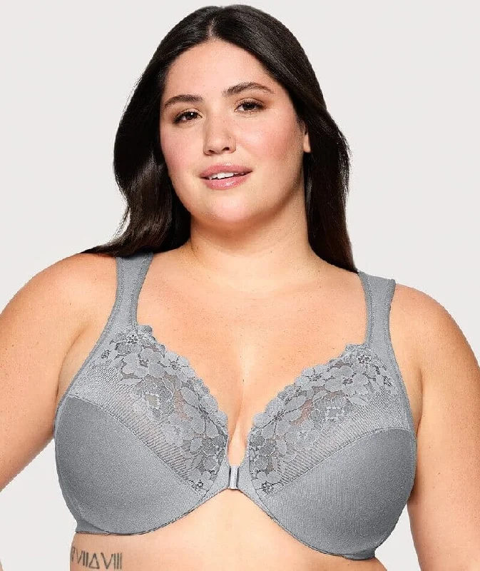 Glamorise WonderWire Front-Closure Cotton Bra - Silver Bohemian Women's Free