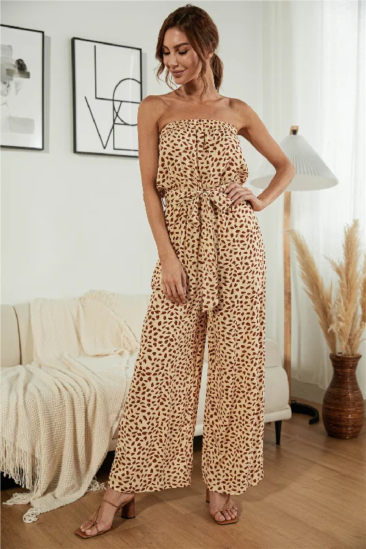 Printed Strapless Wide Leg Jumpsuit Confident Women's High - fashion
