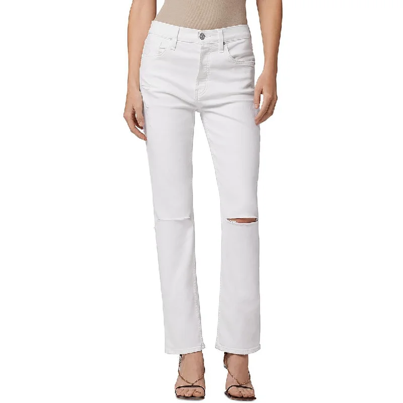 Womens Distressed Ankle Straight Leg Jeans Preppy Women's College