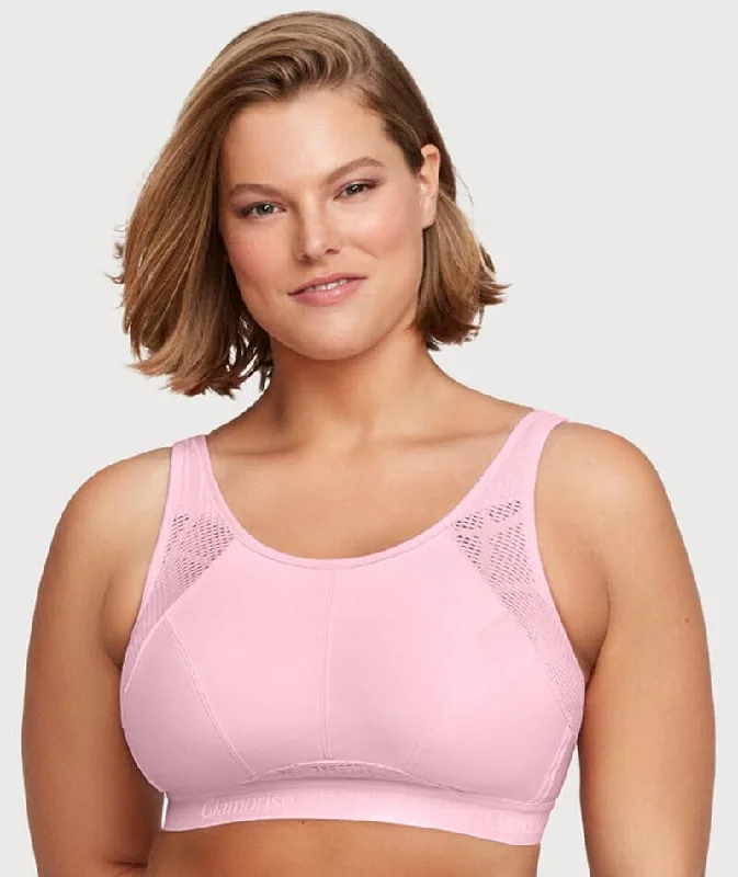 Glamorise No-Sweat Mesh Wire-Free Sports Bra - Pink Relaxed Women's Beachy