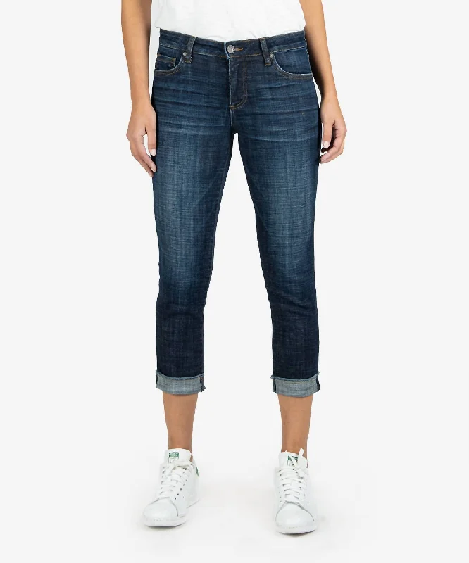 Amy Crop Straight Leg With Roll Up Fray Hem Jean In Acknowledging Wash Modern Women's 