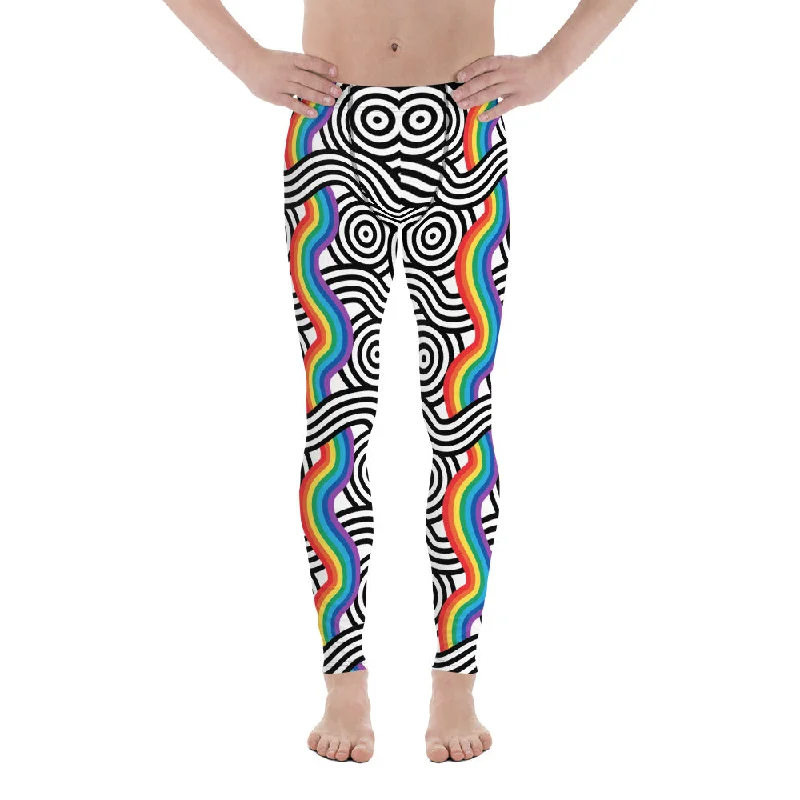 Rainbow Lines Men's Leggings Luxurious Women's High -  end