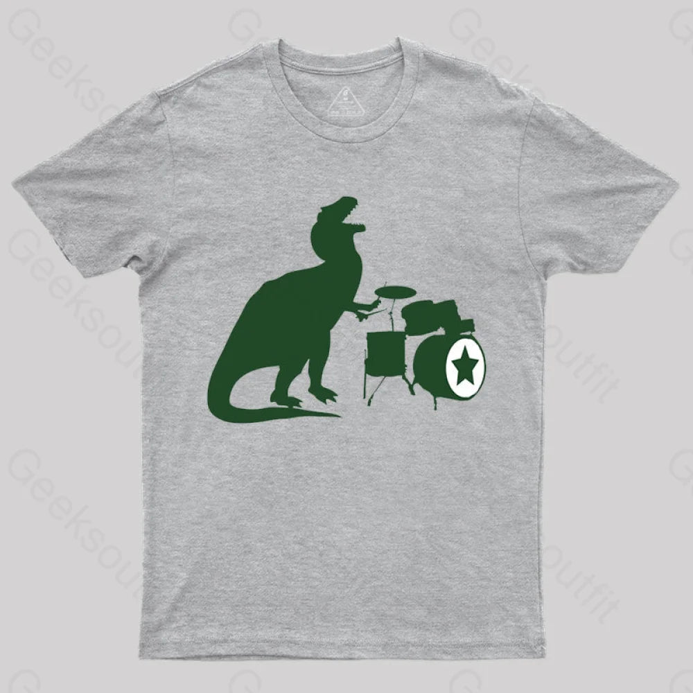 A Tyrannosaurus Rex Playing Drums T-shirt Casual Women's Japanese 