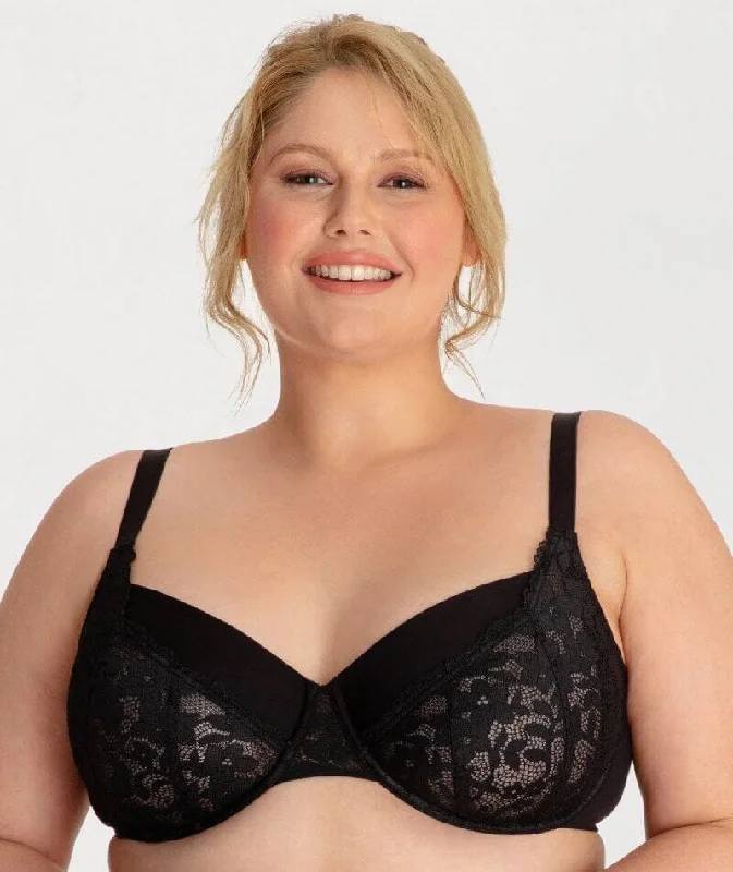 Underbliss Lacey Balconette Underwire Bra - Black Unique Women's Upcycled