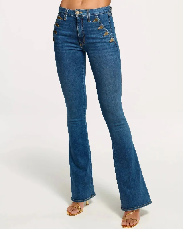 Helena High Rise Flare Jeans In Medium Wash Women