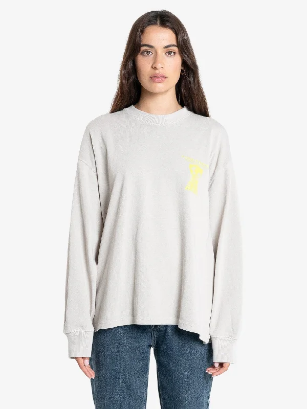 Earths Services Long Sleeve Oversized Tee - Oyster Grey Australian Beach