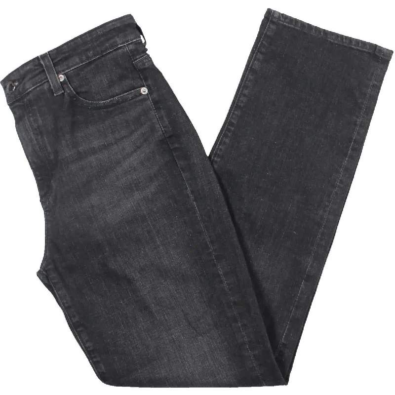 Womens High Rise Faded Straight Leg Jeans Scandinavian