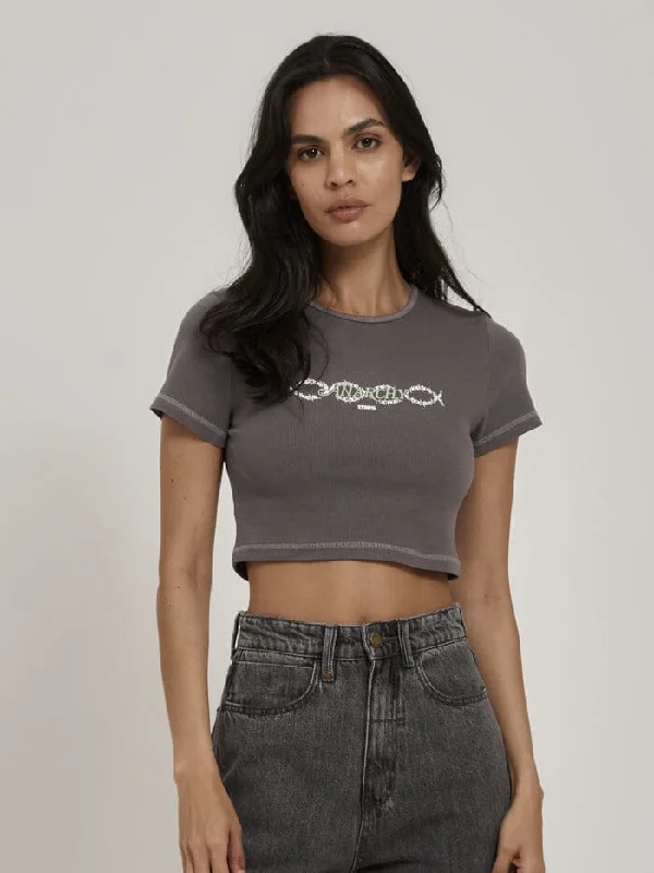 Tribute To Anarchy Crop Baby Tee - Graphite purpose