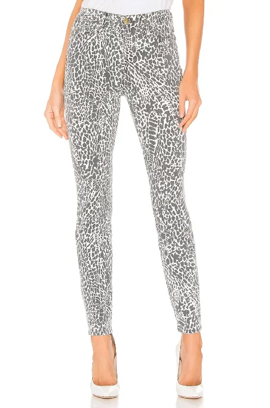 Le Skinny Animal Print Jeans In White, Black French