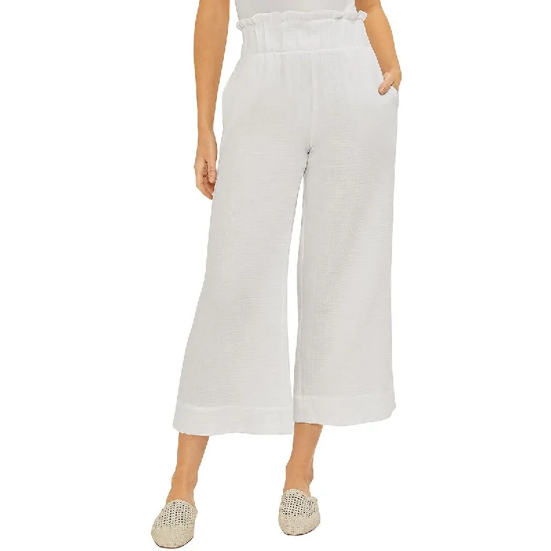 Womens Gauze Wide-Leg Cropped Pants Streetwear Style for 