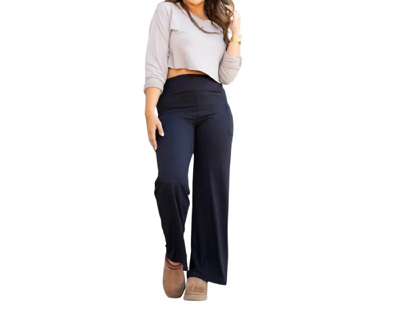 Serena Luxe Loungers With Pockets In Black Compression