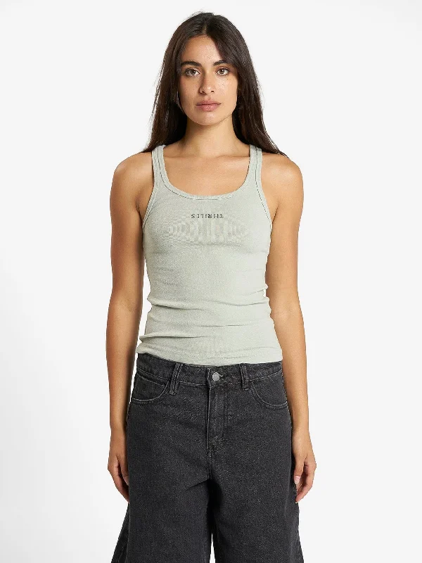 Minimal Thrills Scoop Tank - Sage Grey Geometric