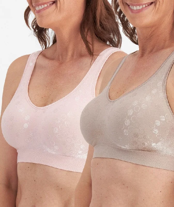 Playtex Comfort Revolution Contour Dot Wire-free 2 Pack Bra - Evening Blush/Gentle Peach Preppy Women's College
