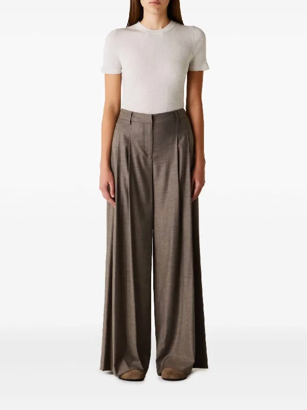 Didi Wide Leg Pants In Taupe Cozy Women's Sherpa - lined