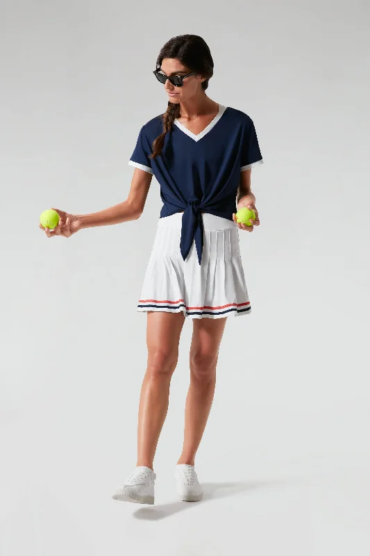 Navy Tie Front Maya Tee Dapper Women's 1920S
