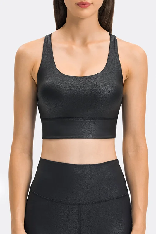 Crisscross Strappy Back Sports Bra Cozy Women's Sherpa - lined