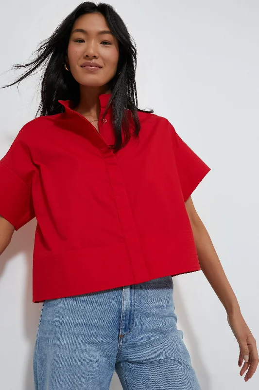 Red Trapunto Stitch Sofia Shirt Practical Women's Multi - 