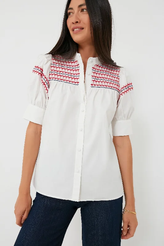 Exclusive Red and Pink Embroidered Saylor Shirt Modern Women's 