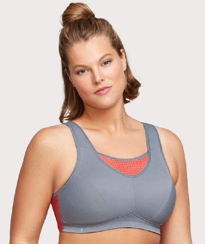 Glamorise No-Bounce Camisole Elite Wire-Free Sports Bra - Gray/Coral Refined Women's 