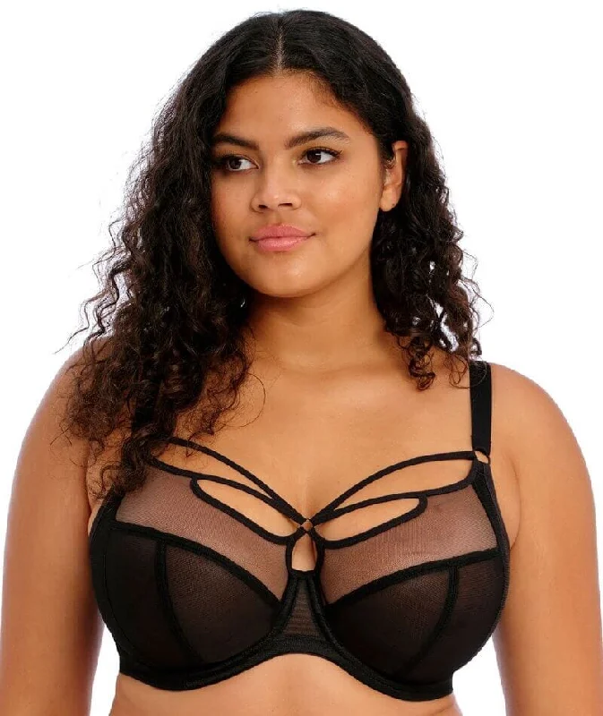 Elomi Sachi Underwired Plunge Bra - Black Laid - back Women's Style