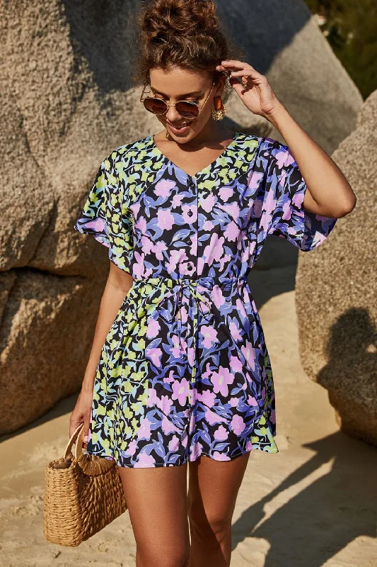 Floral Tie-Waist Button Front Romper purpose