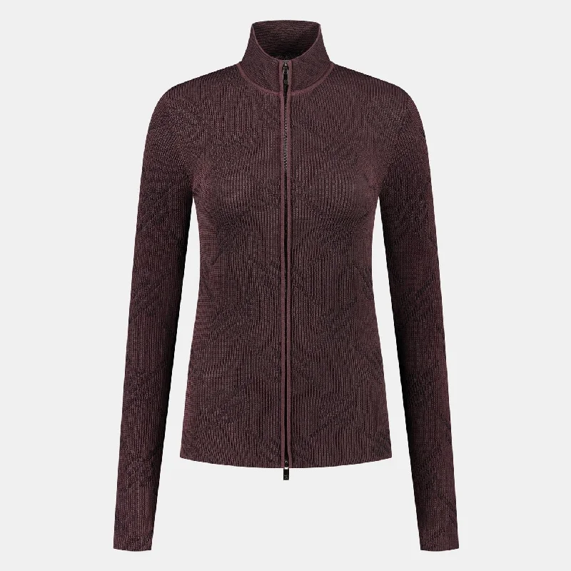 Roast Brown Knitted Monogram Cardigan Bold Women's Statement