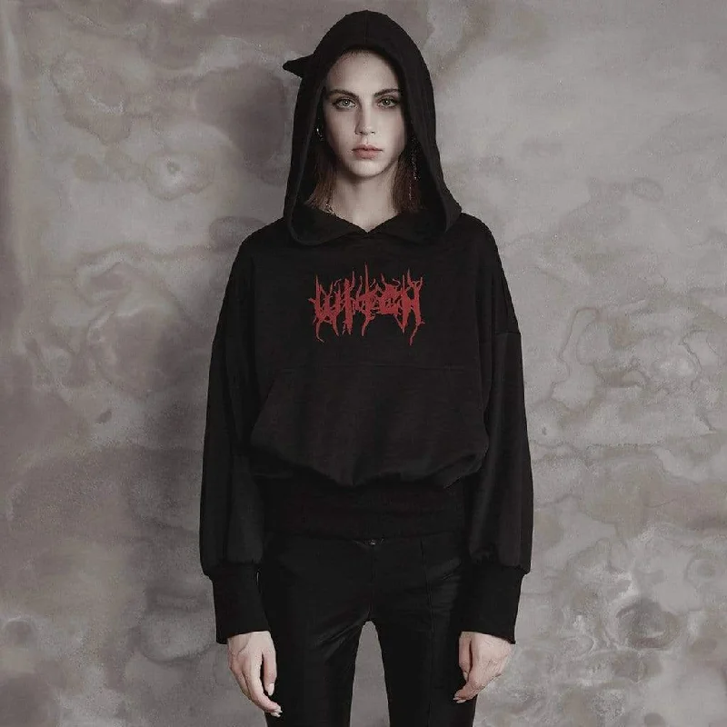 Women's Punk Gothic Printed Witch Hoodies Youthful Women's Pop