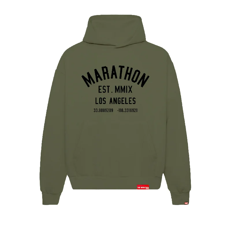 Marathon Classic Hoodie - Olive/Black Dynamic Women's High - energy