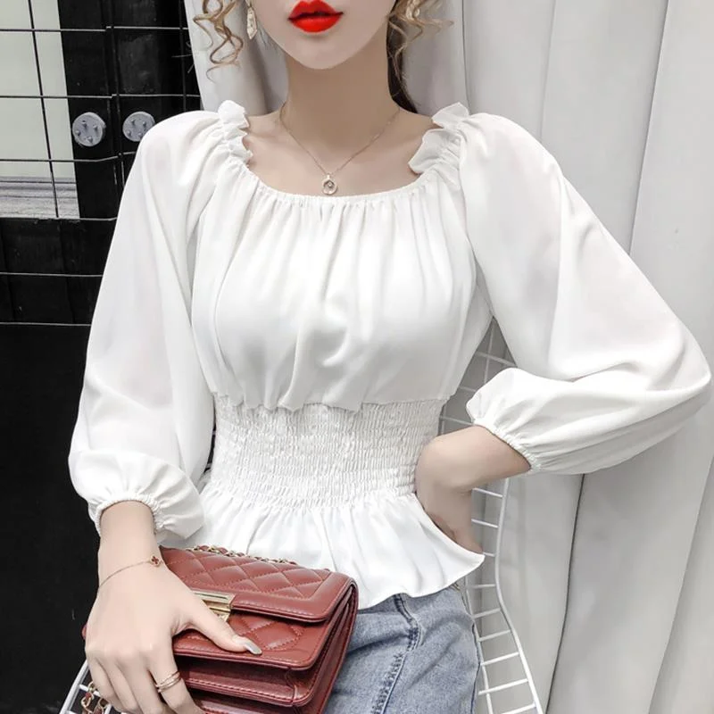 Trendy Ruffle Tunic Chiffon Blouse Sophisticated Women's Tailored