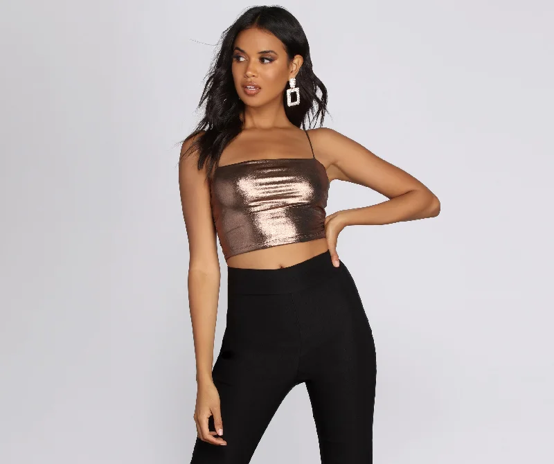Mega Babe Metallic Crop Top Sustainable Organic
