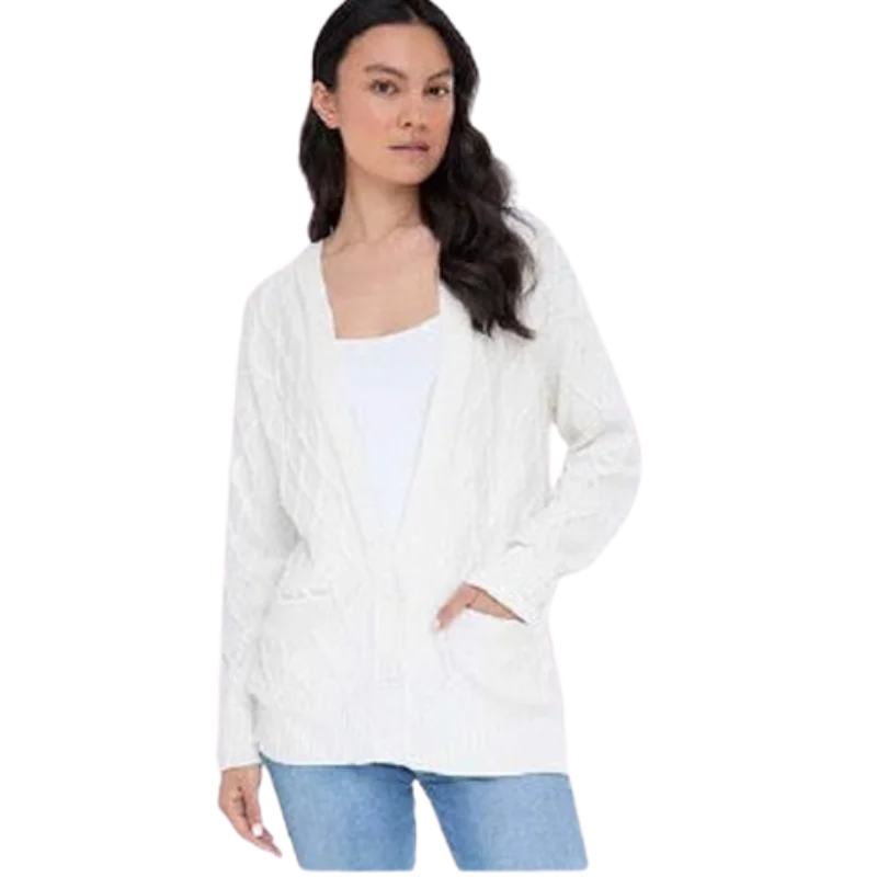 Alashan Cashmere Cable Hooded Cardigan - Ivory Gym