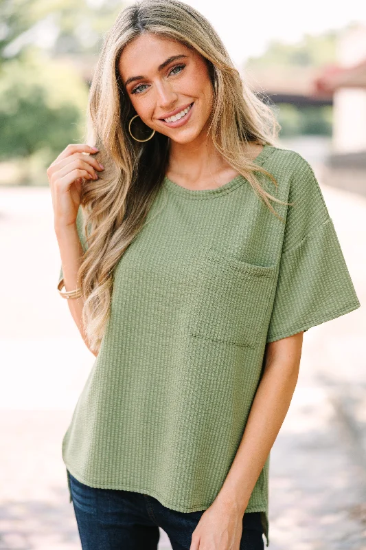 All I Could Ask For Olive Green Ribbed Top Refined Women's 