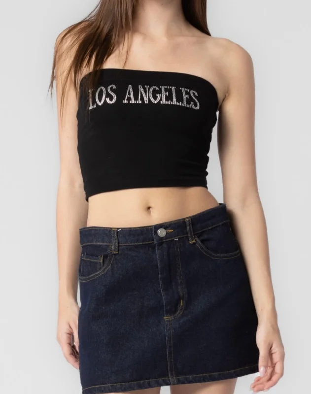 Y2K Los Angeles Rhinestone Tube Top Practical Women's Multi - 