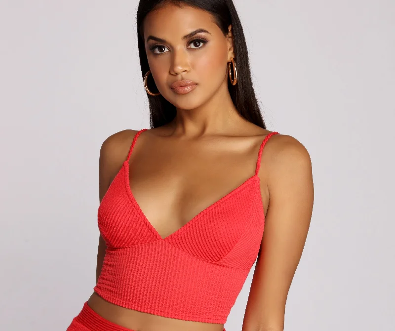 Keeping Knit Sassy Crop Top Hip Women's Retro