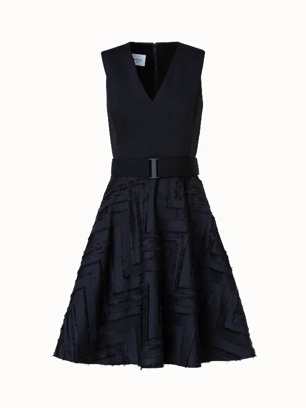 Fringed Zigzag Cotton Blend Jacquard Dress Earthy Women's Hemp - based